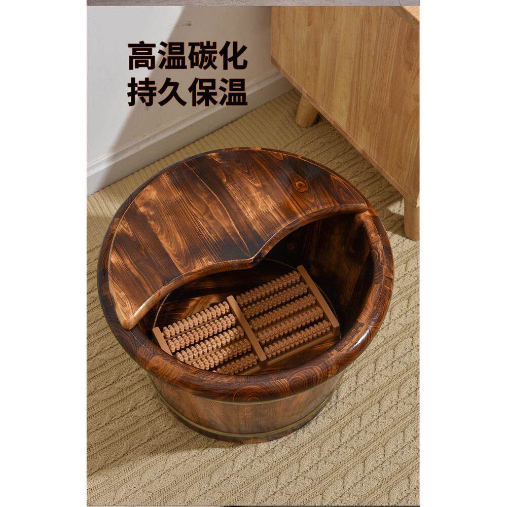 成都实木洗脚盆家用泡脚桶香柏木足浴桶木质泡脚木盆洗脚店40厘米