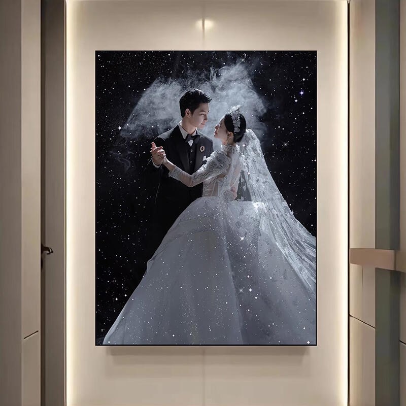 定制婚纱照挂墙放大洗照片做成相框床头卧室结婚精修打印客厅挂画