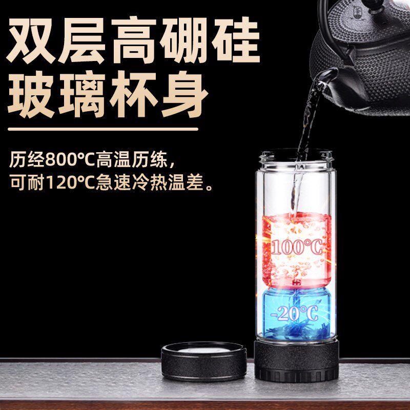 小M茶水分离泡茶杯新款商务水杯高档茶杯双层过滤玻璃礼品杯