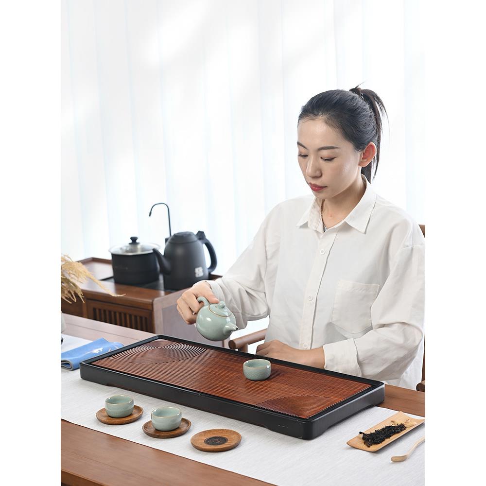 祥福涟池现代简约高端竹制家用干泡台茶台茶具托盘茶海茶几茶盘