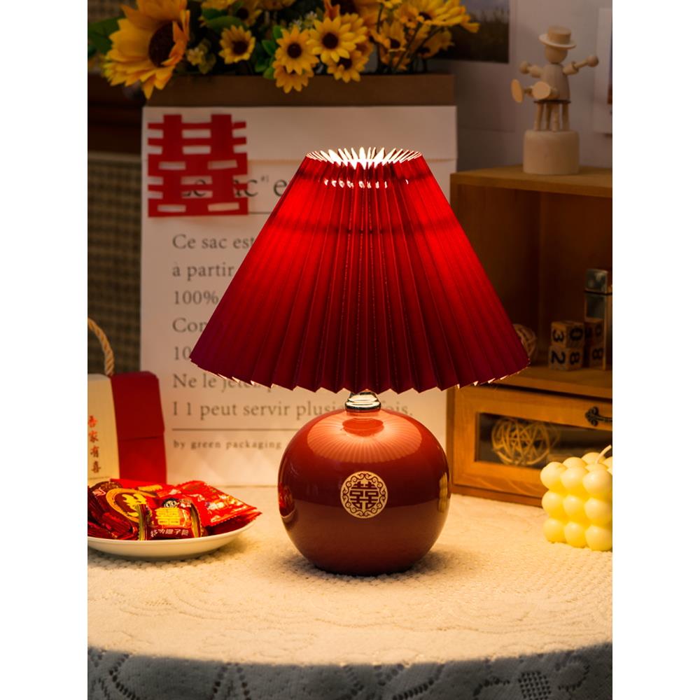 常明灯婚礼红色婚礼房间中式台灯婚礼嫁妆婚礼灯一对浪漫卧室床头