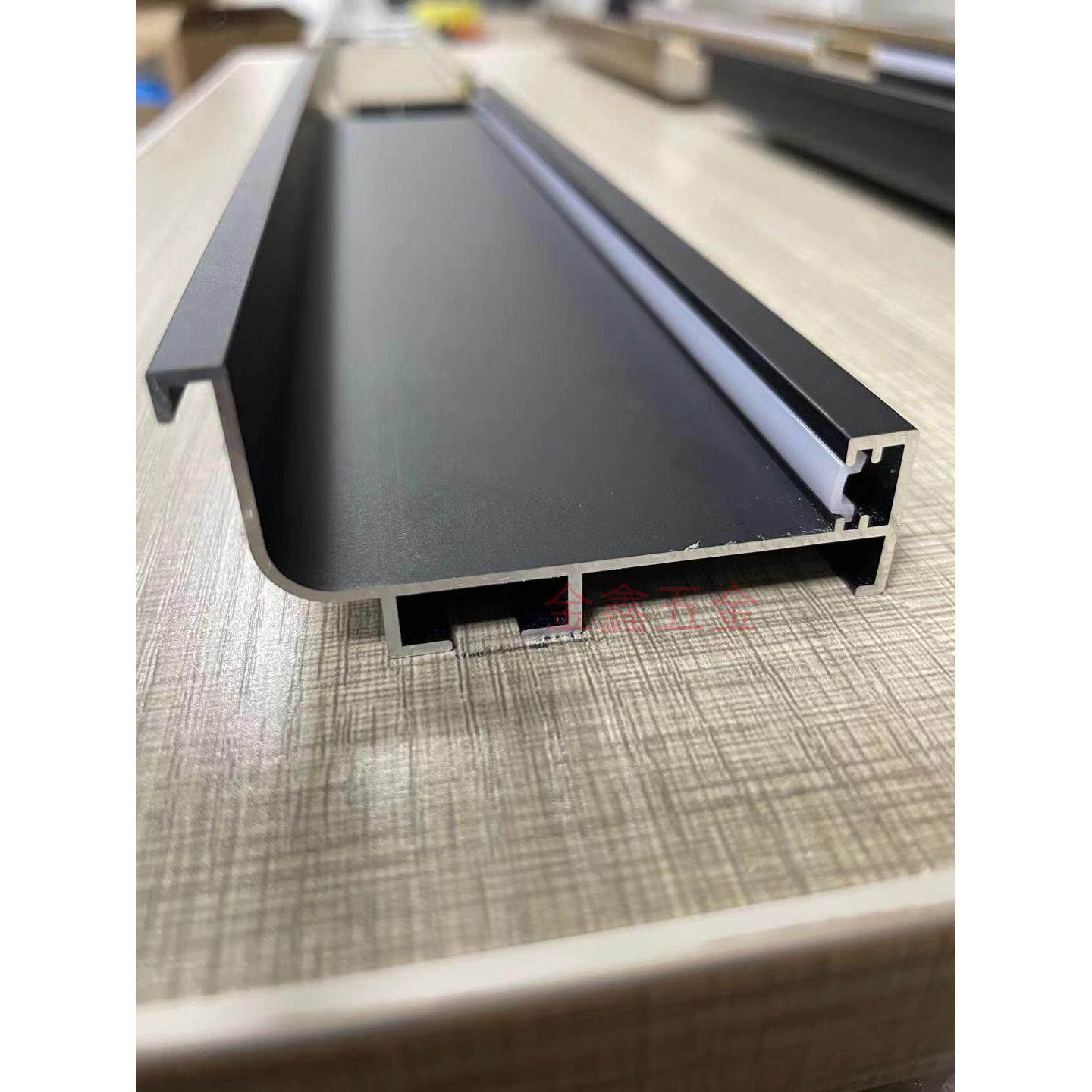 轻奢整体橱柜隐形铝合金拉手带灯槽整体橱柜地柜L型抽屉免拉手哑