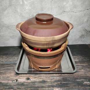 木炭火锅炉港式打边炉红泥炉小炭炉老式陶土泥炉传统粗陶砂锅商用