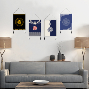 中国风挂毯墙布装饰布艺挂画电表箱遮挡背景墙挂布卧室床头背景布