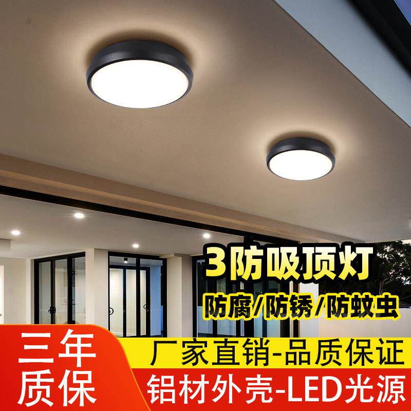 户外吸顶灯防水防虫室外阳台灯走廊大门口入户屋檐庭院三防吸顶灯