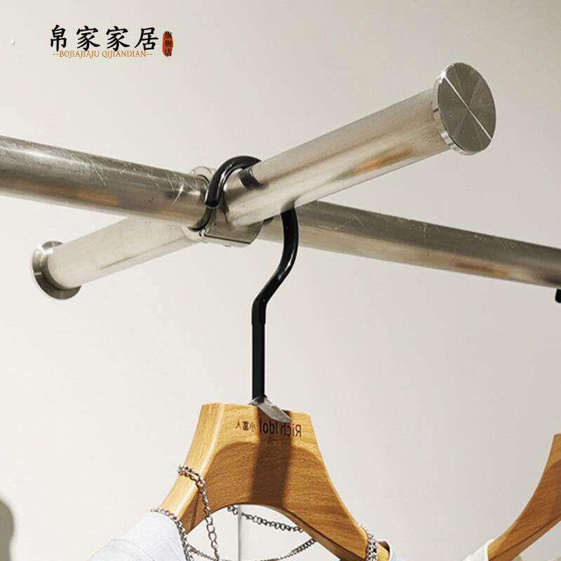 服装店专用正挂配件可移动不锈钢圆管卡扣挂钩活动衣服展示架点挂
