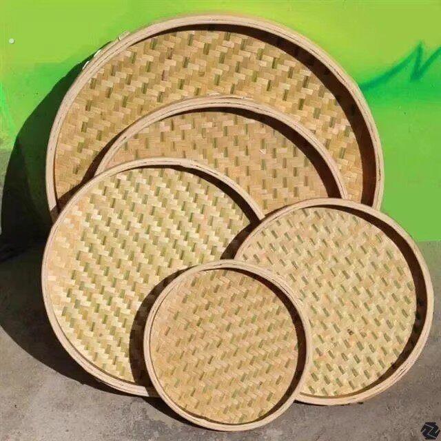 新品家用晾晒无孔圆簸箕竹匾竹筛子竹编制品精品编织纯手工竹制品