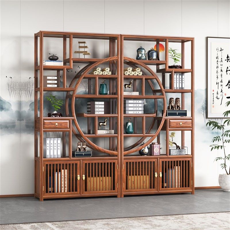 中式古实木榆木博古架茶叶置物架多宝阁展示架货物架多宝格架子,住宅家具,多宝格/博古架,淘宝优惠券,粉丝福利购,淘宝优惠卷