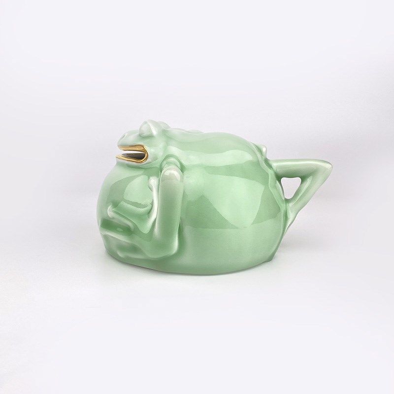 不仁斋薛继业陶瓷雕塑豆青釉本金口三足蟾钱罐扑满护财摆件,家居饰品,桌面摆件,淘宝优惠券,粉丝福利购,淘宝优惠卷