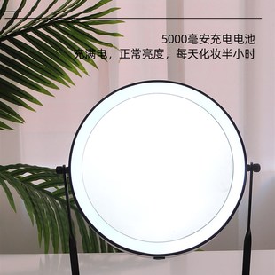 大号金属可旋转双面led高清化妆放大镜台式桌面梳妆带灯美妆补光