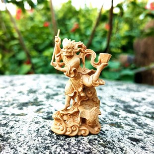 木雕魁星爷主文事考运亨通黄杨木手工雕刻读书人神像魁星点斗摆件