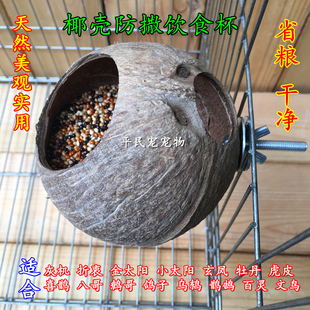 鸟用品 鸟笼防撒防溅食盒内挂 鹦鹉 防撒食槽 天然鸟食杯八哥食罐
