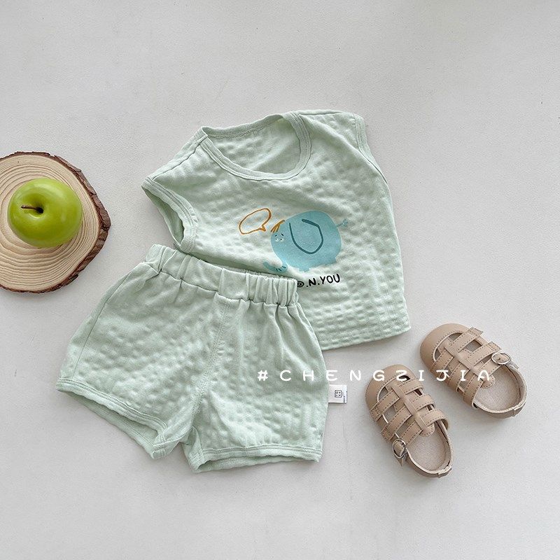 婴儿夏季纯棉背心套装0-3岁男宝宝洋气无袖T恤女童短裤薄款两件套,童装/婴儿装/亲子装,套装,淘宝优惠券,粉丝福利购,淘宝优惠卷