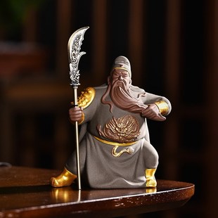 创意陶瓷关公摆件武财神关羽神像家居工艺品客厅办公室桌面装饰品