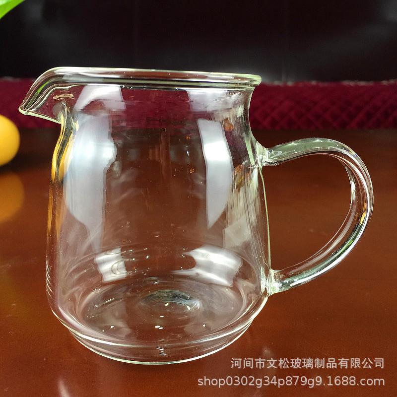 实拍吹制功夫茶具茶海带把玻璃公道杯单层玻璃杯玉雅公杯