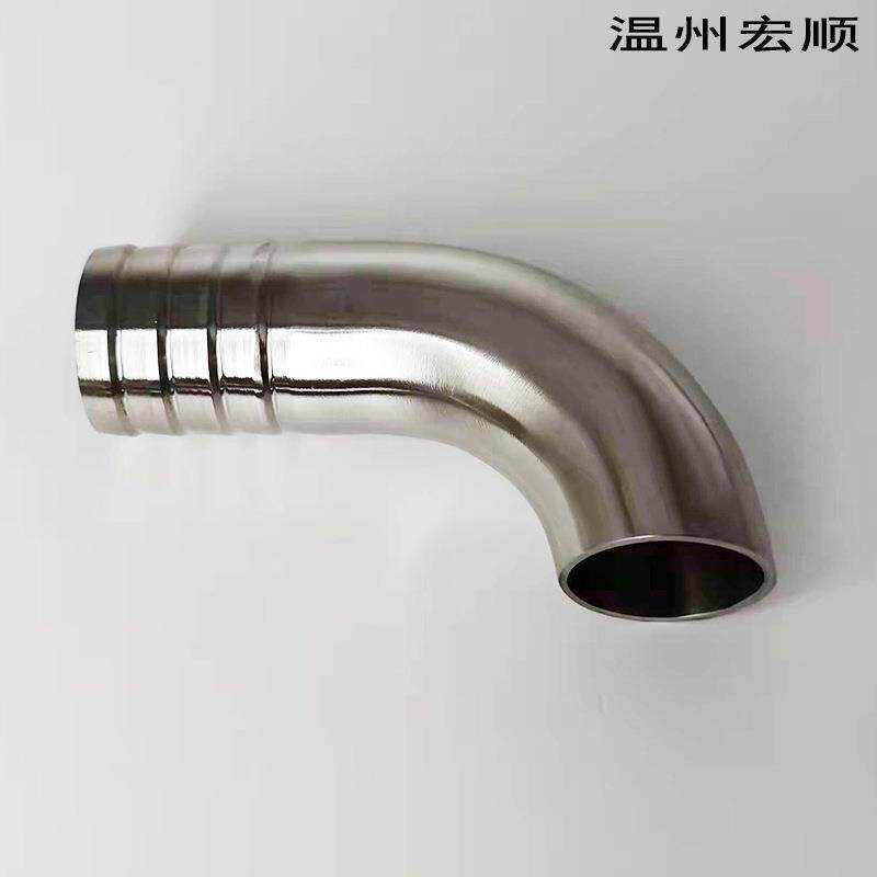 304不锈钢卫生级单头皮管接头弯头90度 防滑宝塔头焊接格林水嘴