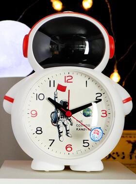 太空人闹钟学生学习时尚创意儿童卡通语音夜光懒虫起床大声卧室钟