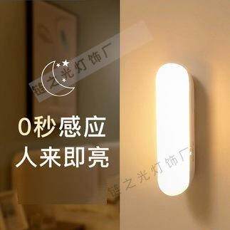 人体感应灯智能小夜灯LED声光控充电家用衣柜过道楼梯
