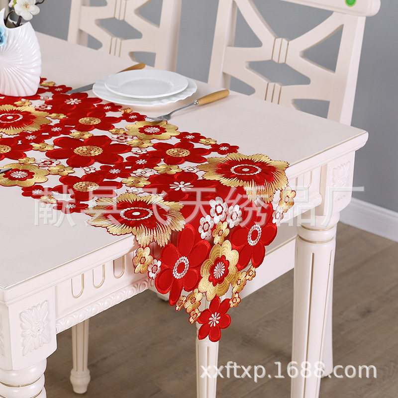 刺绣绣花桌旗电视柜盖布红色喜庆电视桌盖巾喜庆新婚婚房盖布大红,居家布艺,桌旗,淘宝优惠券,粉丝福利购,淘宝优惠卷