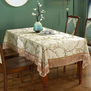 中式茶几桌布布艺长方形客厅家用餐桌布方桌正方形台布桌垫圆桌大