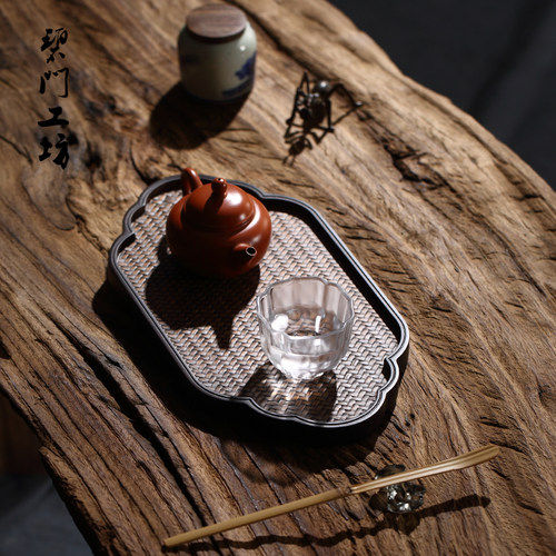 碧门工坊 竹制席面杯垫茶盘干泡台竹编小茶台托盘茶托壶承茶杯架