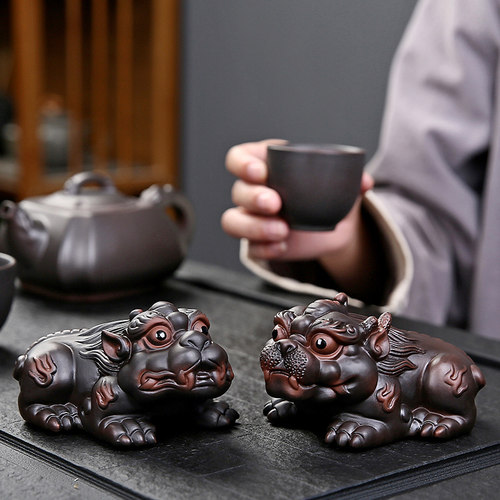 招财貔貅茶宠可养手工紫陶茶玩茶桌茶盘茶虫宠物精品摆件茶具配件