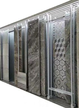 瓷砖推拉展架木地板岩板样板样品磁砖展柜展示架子可调节轨道双面