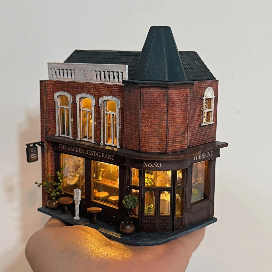 智趣屋转角西餐厅屋立体拼图微缩模型房子diy木质手工装饰摆件礼