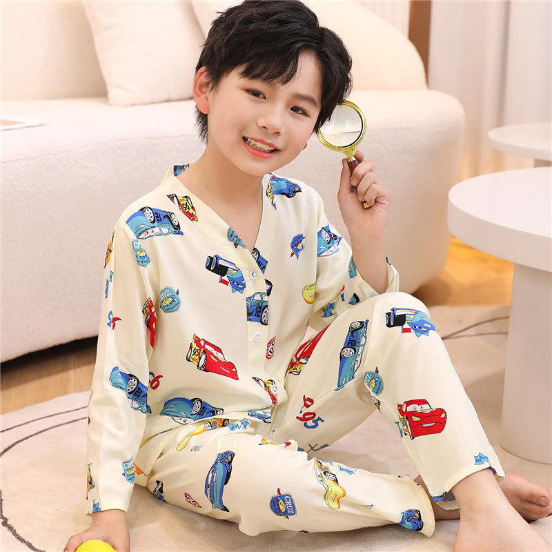 夏季儿童棉绸睡衣男童女童长袖薄款中大童宝宝男孩绵绸家居服套装,童装/婴儿装/亲子装,家居服套装,淘宝优惠券,粉丝福利购,淘宝优惠卷