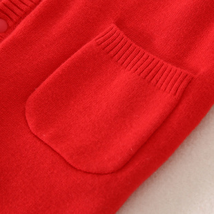 婴儿衣服加绒满月公主服女宝宝红色连体毛衣百天拍照针织爬服冬季