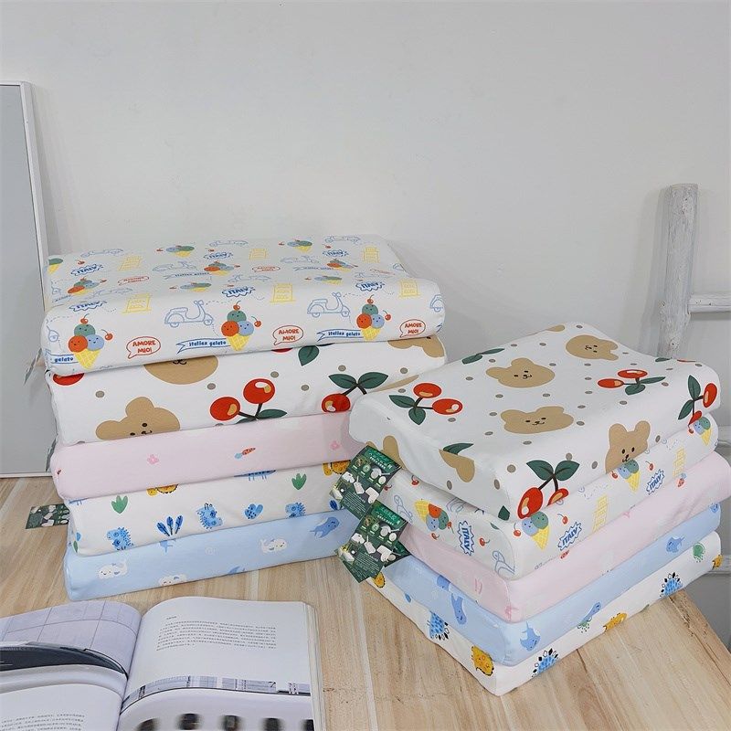 A类全棉针织棉儿童乳胶枕头幼儿园小学生护颈椎枕芯卡通记忆枕