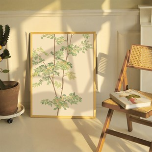 北欧极简原木风绿植简约清新装饰画卧室床头画玄关沙发背景墙挂画
