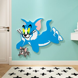 猫和老鼠墙贴纸儿童房间布置装饰客厅背景墙面角落补洞遮丑神器3d