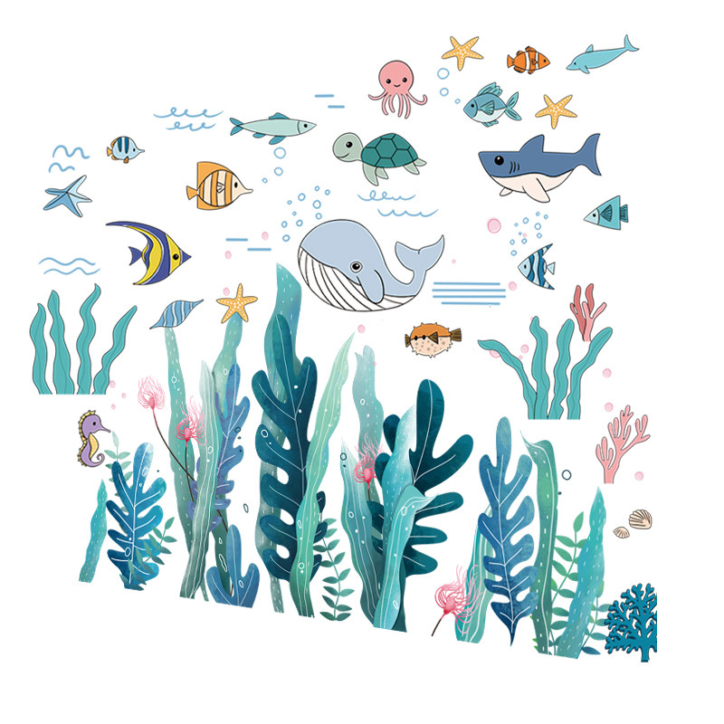 海洋贴画儿童墙面墙上装饰布置墙贴纸遮丑幼儿园教室主题环创贴画,家居饰品,软装墙贴,淘宝优惠券,粉丝福利购,淘宝优惠卷