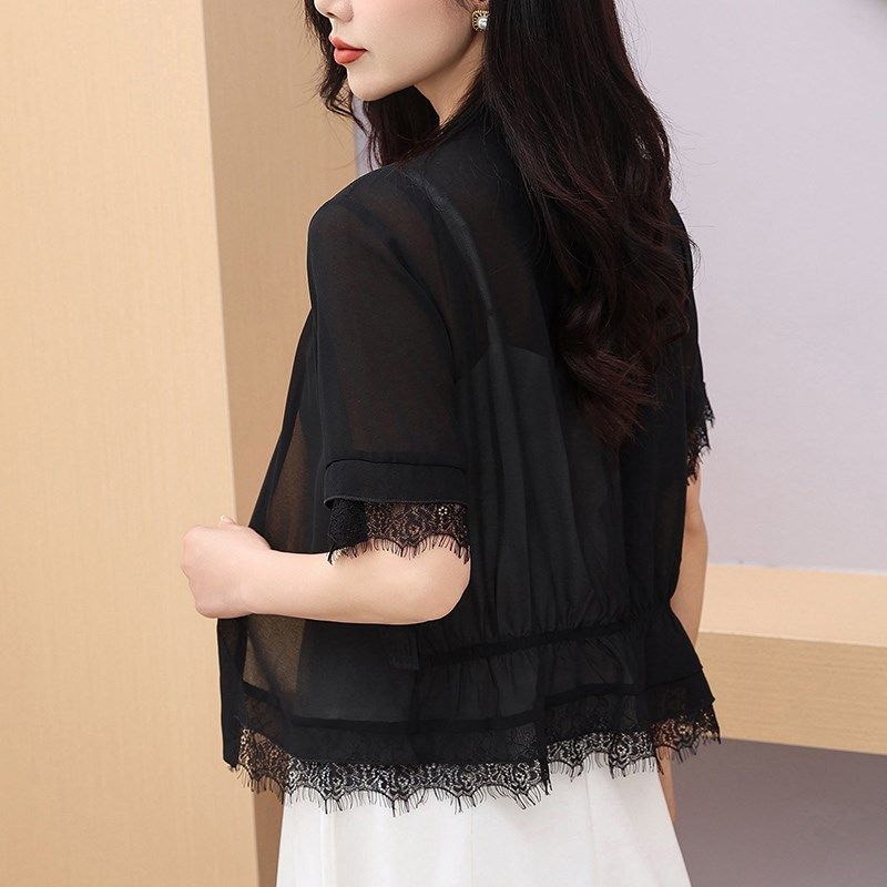 雪纺小披肩夏季配裙子外搭薄款女士新款黑色短袖洋气搭配吊带裙子,女装/女士精品,短外套,淘宝优惠券,粉丝福利购,淘宝优惠卷