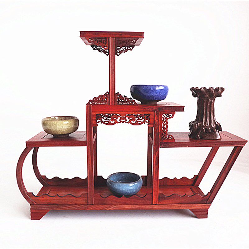 红木工艺品血檀小博古架实木多宝阁茶具架紫砂壶茶壶架展示架摆件