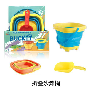 儿童工具男童女童宝宝挖沙可折叠小桶戏水沙滩玩具玩沙软胶塑料桶