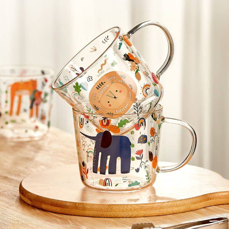 玻璃杯带刻度儿童牛奶杯微波炉可加热水杯早餐杯子泡喝奶粉专用杯