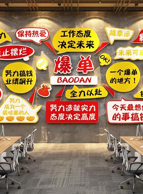 办公会议室电商公司文化企业形象激励员工标语背景墙立体装饰布置