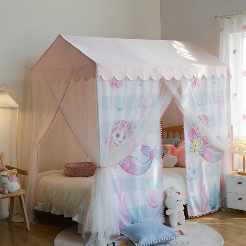 呼呼熊儿童床蚊帐 美人鱼女孩小房子落地蚊帐家用公主风帐篷蚊帐,床上用品,蚊帐,淘宝优惠券,粉丝福利购,淘宝优惠卷
