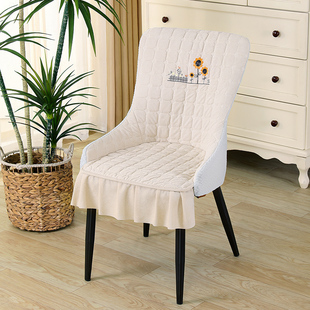 新款弧形餐桌椅子套罩防滑靠背一体异形带扶手椅子套高级感凳子套
