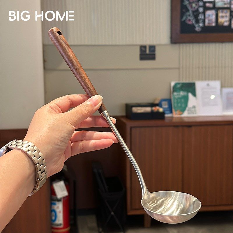 长柄胡桃木质汤勺304不锈钢分餐勺餐厅小火锅公用勺舀粥勺子盛菜,厨房/烹饪用具,汤勺,淘宝优惠券,粉丝福利购,淘宝优惠卷