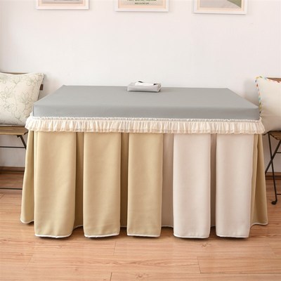 冬季防油防水素色拼接奶油保暖加绒纯色烤火罩电炉罩电取暖桌罩套