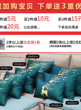 轻奢鹿客厅沙发30抱枕40靠垫咕臣45X45靠枕套50罩不含芯60x60cm70