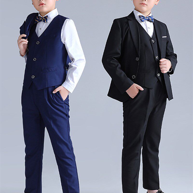加肥版儿童礼服西装加绒加厚胖童主持人演讲西服男孩钢琴演出套装