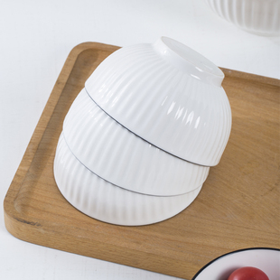 6个装日式黑线山田米饭碗家用陶瓷小碗吃饭碗创意个性碗碟套装