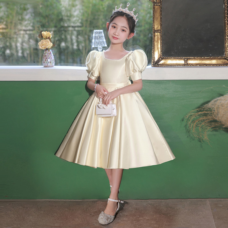 女童礼服轻奢小众高端儿童花童公主裙小女孩主持人钢琴演出服比赛