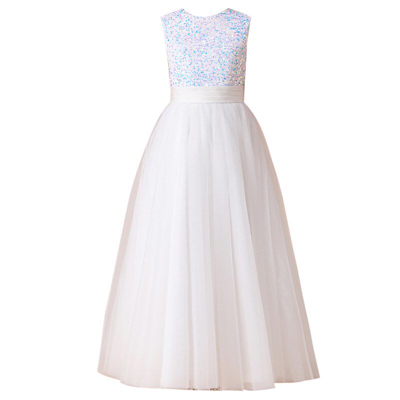 中大童小提琴演奏白色钢琴演出服女童高端礼服学校合唱团主持人长