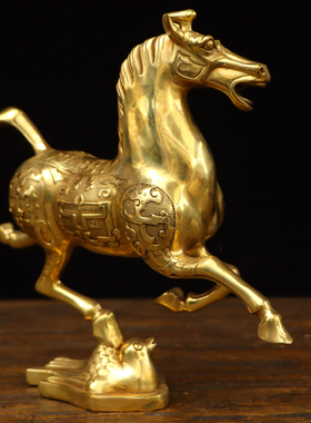纯铜马踏飞燕生肖马奔马摆件马到成功家居办公商铺前台桌面装饰品