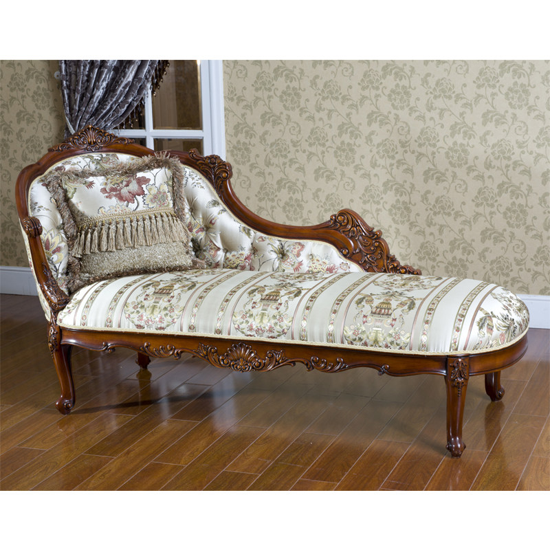 美式贵妃椅欧式实木美人榻懒人椅卧室客厅休闲躺椅复古雕花床尾榻